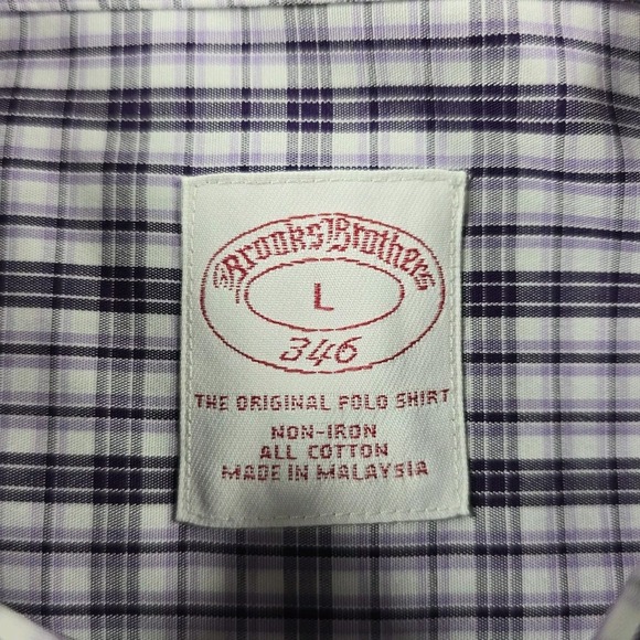 Brooks Brothers 346 Button Shirt Mens L Purple Plaid Classic Preppy Casual - Picture 4 of 9